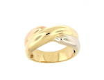 18ct tri-tonal gold chunky cross-over ring