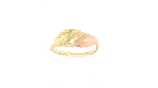 18ct bitone leaf design dress ring