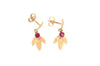 14ct yellow gold and ruby flower design earrings
