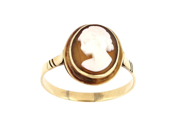 9ct yellow gold vintage shell cameo dress ring